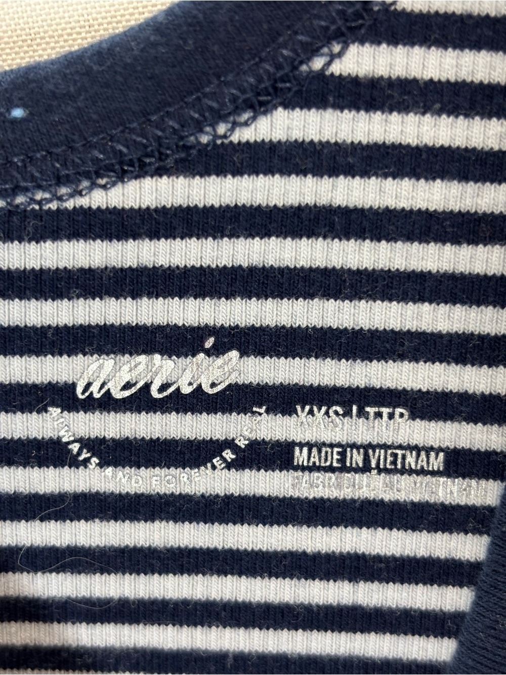Aerie Ribbed Striped Tank Top Navy White XXS Women’s Stretch - Picture 3 of 11